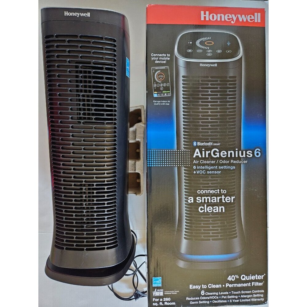 Honeywell Bluetooth Smart Air Genius 6 Oscillating Tower Air Purifier and Odor R